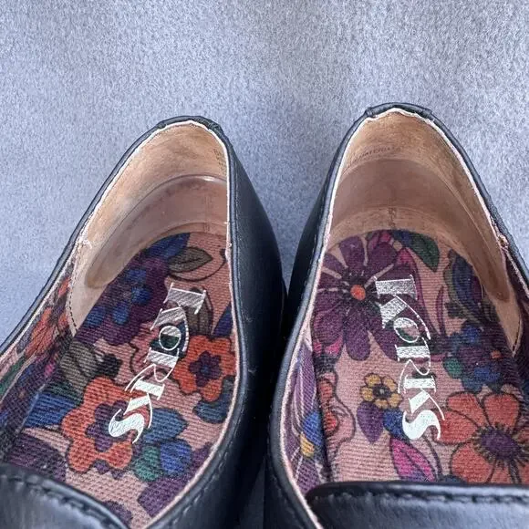 Korks Theodore Monk Shoes Womens Size 8 Black Strap Buckle Block Heel Wingtip - Picture 3 of 10